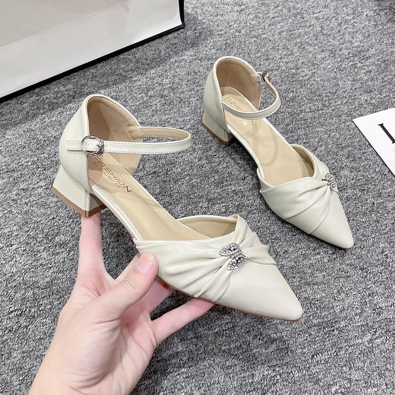 

Winter new women s shoes bag head thin heel bag head sandals rubber one-word buckle spring new 35 бежевый