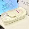 Cute Japanese Ins Small Fresh Simple Pencil Case Art Retro Large Capacity Girl Pen Bag with Clear Card Pocket Heart Shape Zipper