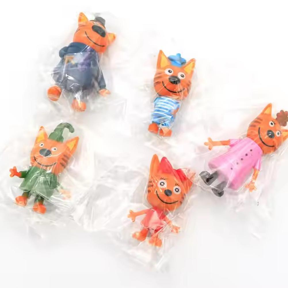5Pcs/Set Russian Cartoon Anime 3 Cat Action Figure Toys Happy Kitten TpnkoTa Model Child Christmas Gifts Unique Home Decor