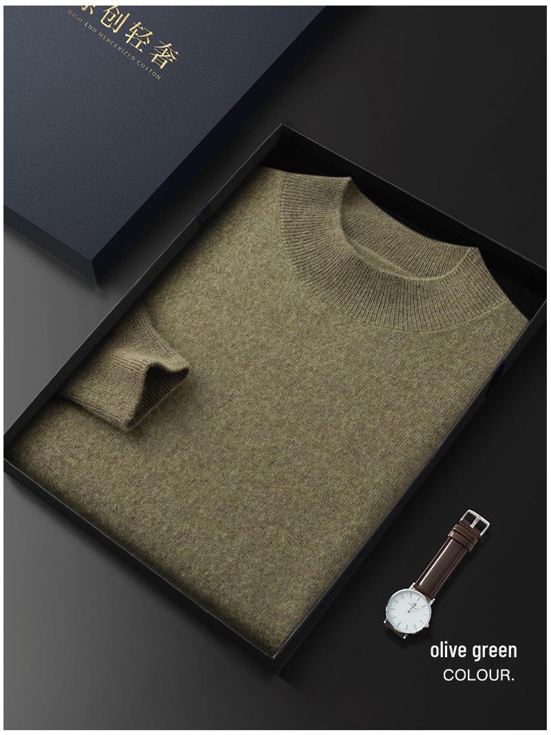 

Мужской свитер с полувысоким воротником из 100% кашемира - Осенне-зимний вязаный пуловер с длинным рукавом 3XL