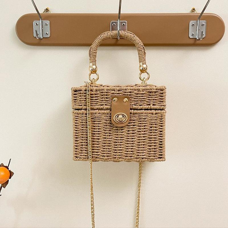 Woven Straw Bags Women's Handbags Bohemian Chic Multi-functional Handbag for A Beach Chain Crosshody Shoulder Bag