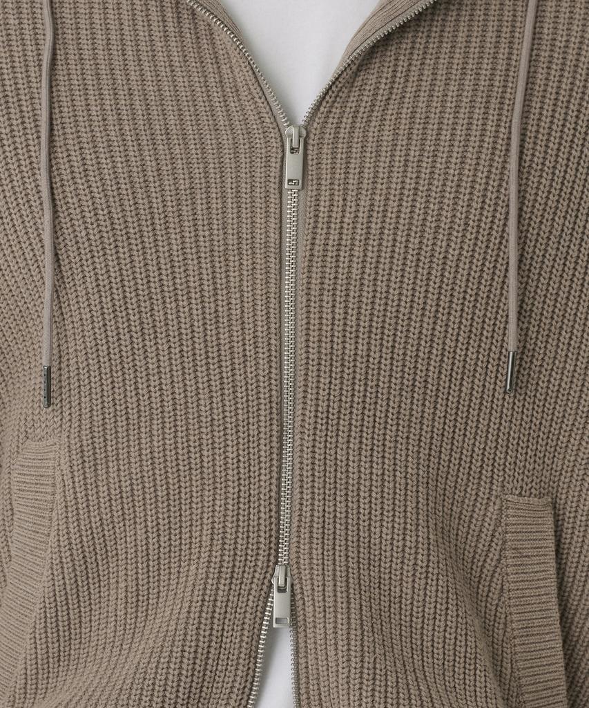 MUSINSA STANDARD Ribbed Knit Hooded Zip-Up [Heather Beige]