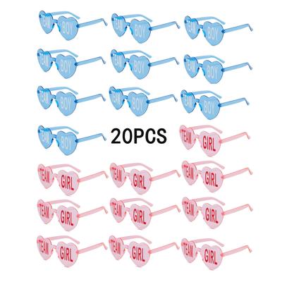 20 Pcs Heart-shaped Sunglasses Women Love Cat Eye Frameless Color Lens Party Travel Accessories