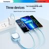 Shun Wang Three-in-One Retractable 120W Fast Charging Cable with Multi-functional Three Heads for Car.