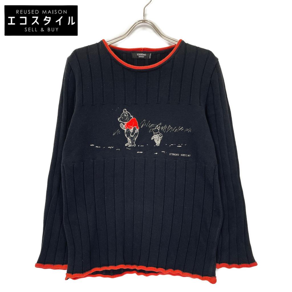 ICEBERG [HISTORY] Black x Disney Winnie the Pooh knit tops Not written blackUsed