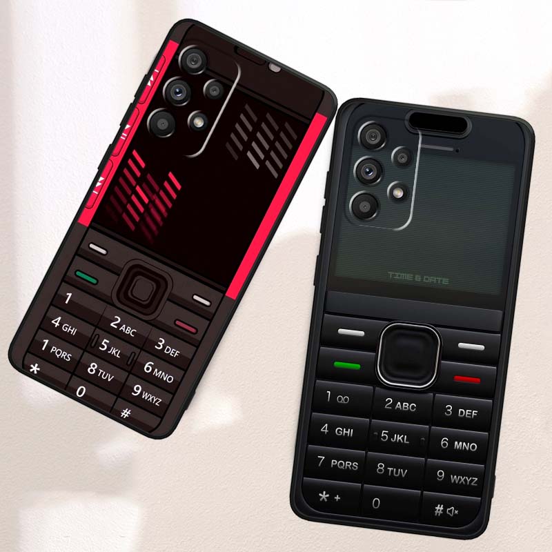 Luxury Vintage Phone Pattern Case For Samsung A41 A35 A34 A33 A32 A25 A24 A23 A21s A06 A05 A04 A03 Note 10 20 Ultra 5G Black