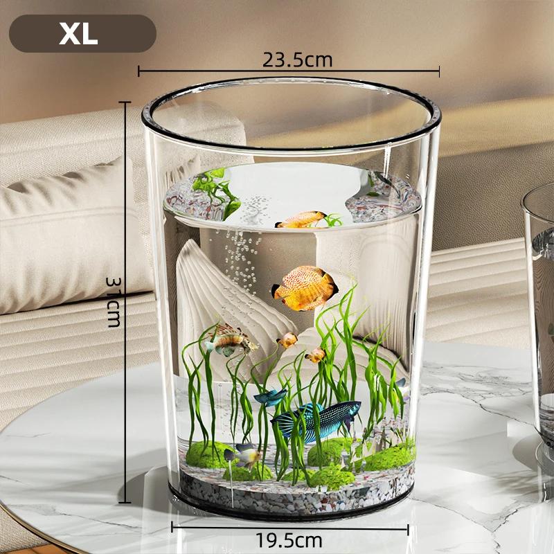 Простой пластиковый аквариум Высокопрозрачный и ударопрочный Круглый имитирующий стекло Аквариум Настольный Маленький аквариумный бокс