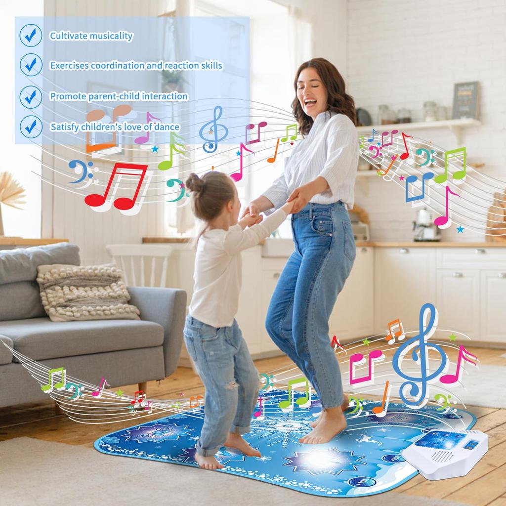 Frozen Toy Dance Mat for Girls - Electronic Dance Mat with Wireless Bluetooth, Light-Up LED, Kids Musical Dance Floor Mat, BirthdayChristmas Gift for