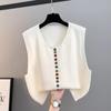 2025 Women’s Knitted V-Neck Cardigan Vest - Sleeveless, Loose Fit for Spring & Autumn