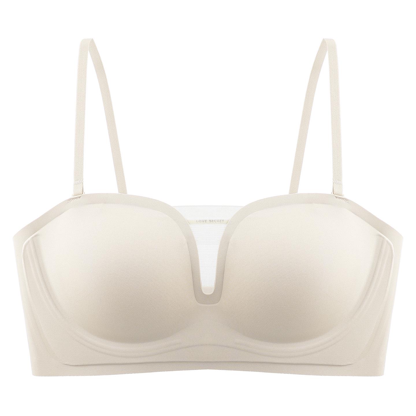 

Невидимый бесшовный бюстгальтер без бретелек Push-Up для женщин, 3D дышащая чашка, гелевая мягкая поддержка, в комплекте бретельки 34/75AB грязно-белый