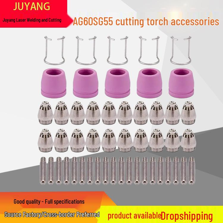 AG60 Electrode Nozzle & SG55 Cutting Tip for LGK60 Plasma Cutting Torch with AG60 CNC Straight Handle