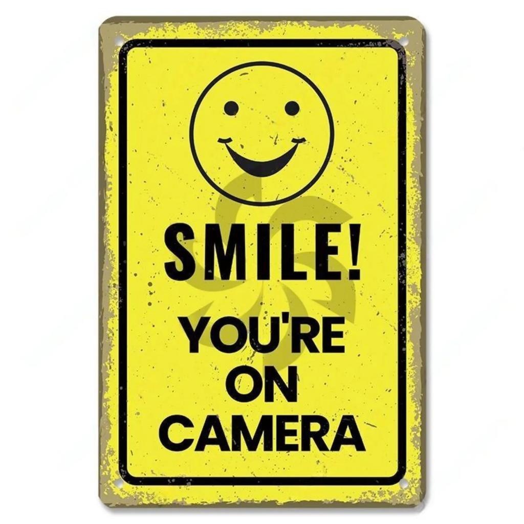 Warning CCTV Tin Signs Metal Plaque Notice 24 Hour Security Camera Vintage Poster Metal Plate Wall Decor for Mall Shop Bar Ho