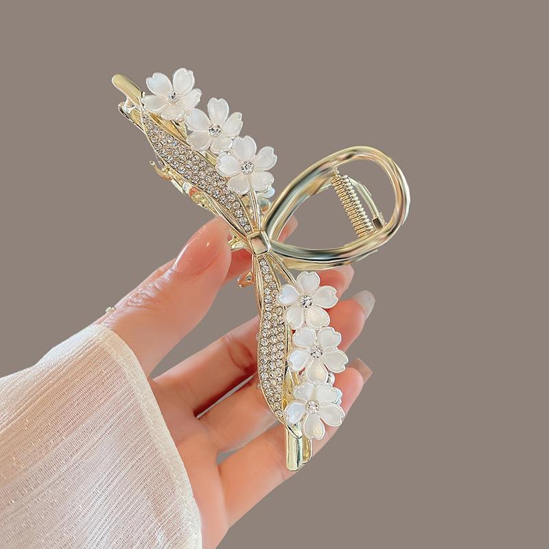 1 Stück Blume Krallenclip Perlenfransen Haarnadel Hinterkopf Hirnspule Mittelgroßer Haiklammer Haarspange Kopfschmuck