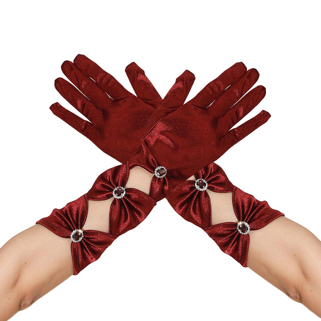 Black Diamonds Long Gloves for Women Sexy Party Gloves Ceremonial Gloves Mid Length Satins Gloves Evening Dance Gloves