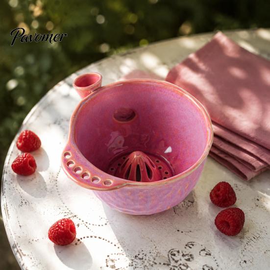 Handgefertigtes Keramik-Küchengeschirr Beeren-Spülbecken mit Abflussloch, 360-Grad-Selbst-Frucht-Spülbecken, Frisches Gemüse-Reinigungs-Sieb
