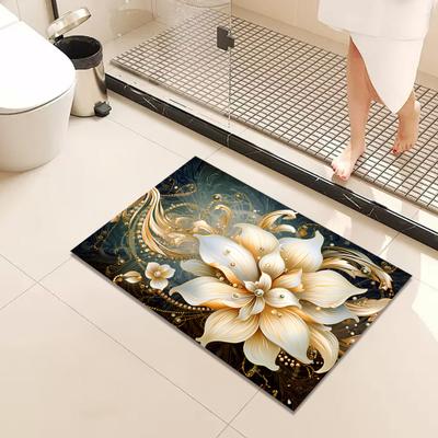 Tappetino 3D Motivo Floreale Supporto in Gomma Antiscivolo Assorbente Asciugatura Rapida Tappeto Bagno Cucina Lavanderia Tappeto per Porta