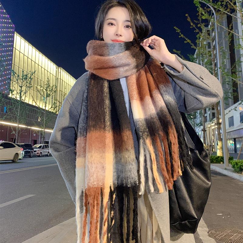 Hochwertiger Schal im koreanischen Stil mit Karomuster: Warmer, verdickter Kaschmir-ähnlicher Schal für Studenten und Paare