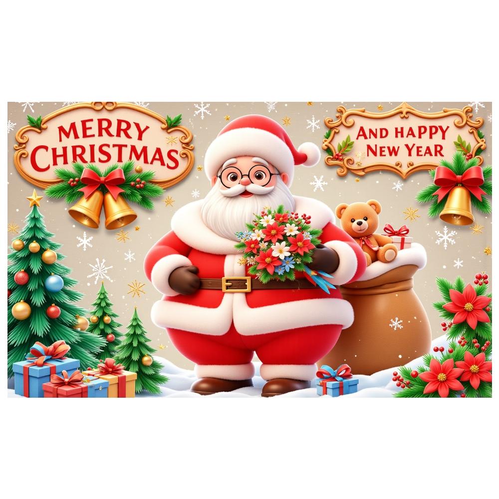 New Year Banner Santa Claus Design Holiday Celebration Banner Christmas New Year Banner Red Green Theme For Home Party Holiday