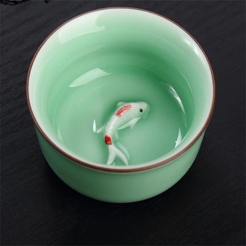 Taozhi Celadon Goldfish Kung Fu Teacups