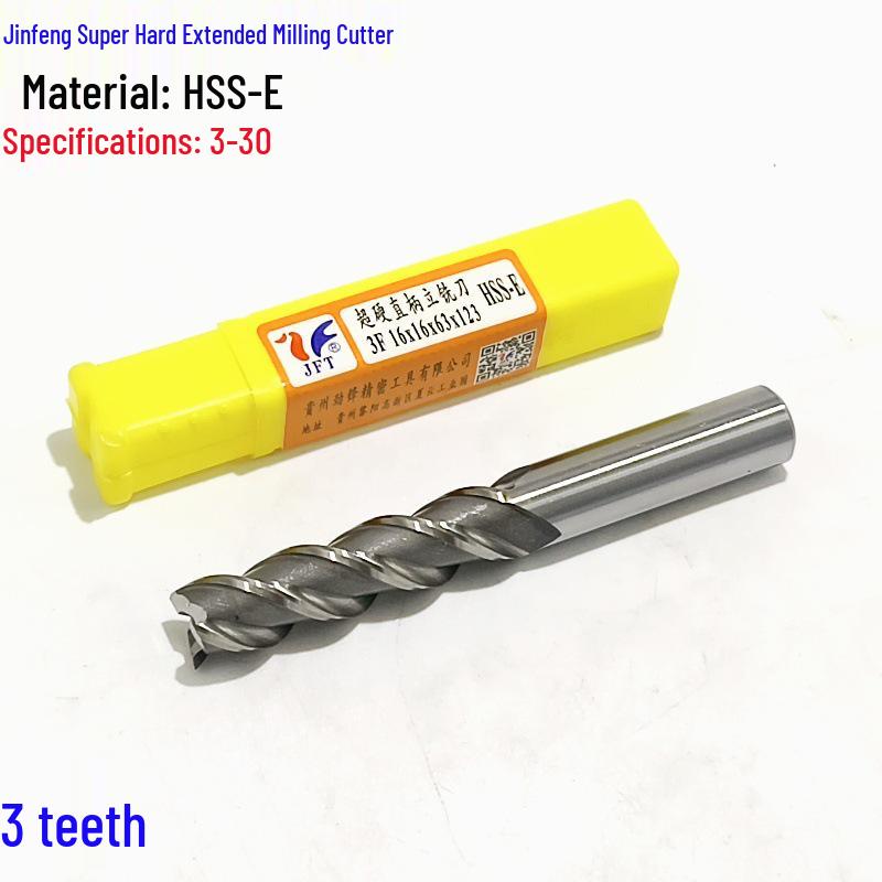Jinfeng Extra Long, Super Hard Three-Flute End Mill (Sizes 2-30)