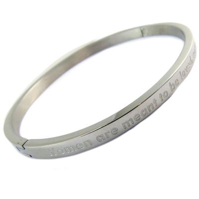 [P4281] - Armband Stahl 'Nachrichten' (Frauen sind dazu da, geliebt zu werden - nicht verstanden zu werden) silberfarben - 4 mm