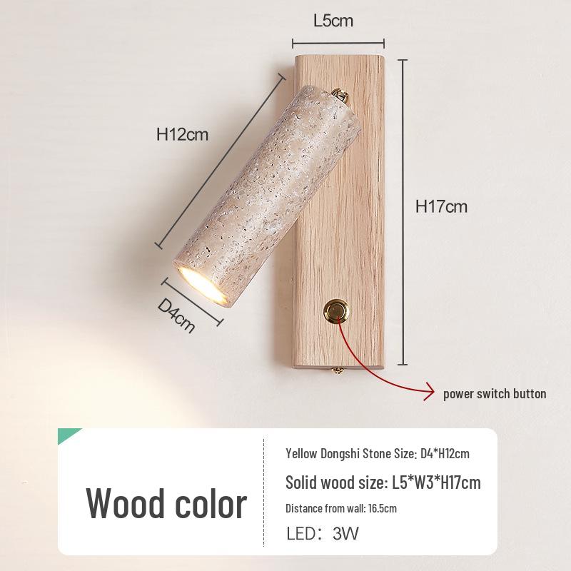 Wabi-sabi Style Yellow Travertine Wall Lamp for Bedroom, Courtyard, or Balcony - Waterproof Outdoor Light.