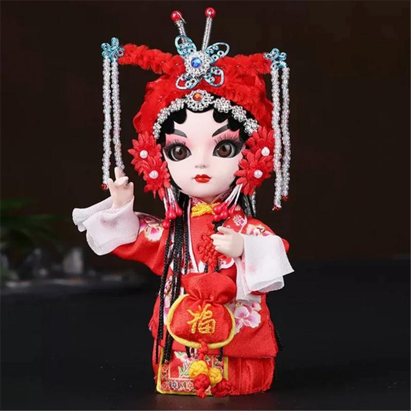 Chinese Opera Character Decoration Silk Doll Peking Opera Mask Doll Chinese Handmade Decorative Gifts Shop Decoration Doll