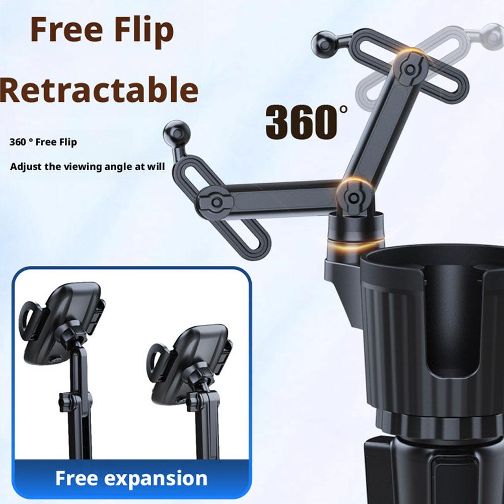 2-in-1 Car Cup Phone Mount With Adjustable Base 360-Degree Phone All Holder Travel Car Rotation Holder Smartphones Phone G4B5