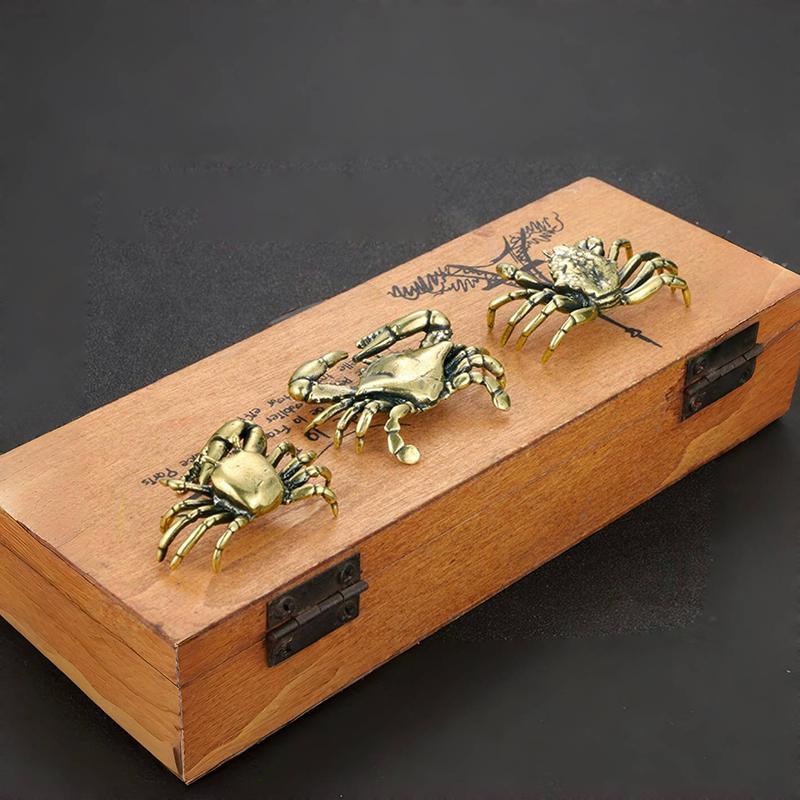 1Pc Home Decoration Pure Brass Crab Figurines Mini Animal Statue For Office Desk Living Room Antique Animal Miniature Ornament