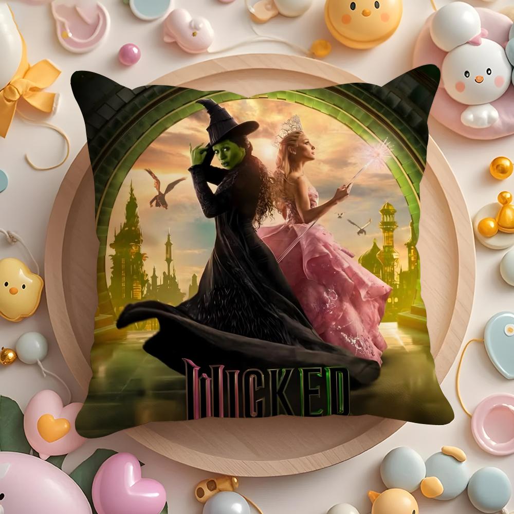 W-Wicked Part One Movie Cushion Cover Short Plush Double-Sided Printing Home Machine Washable In Warm Winter Pillow Case