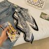 Small square scarf female French ethnic style retro versatile summer sunscreen silk scarf ins seaside beach sunshade shawl headscarf