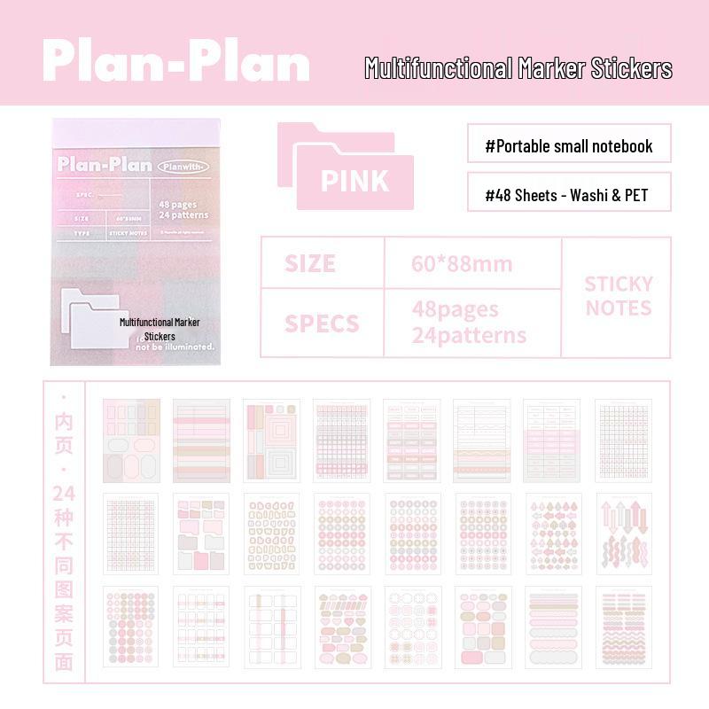 Planwith Logical Multi-functional Marker Stickers: Portable Writing & Classification Index for Planners & Notebooks