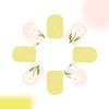 24 Pcs Short Square False Nail Flowers Press On Nail Yellow Acrylic Nail Glossy Full Cover Stick On Nail for Woman