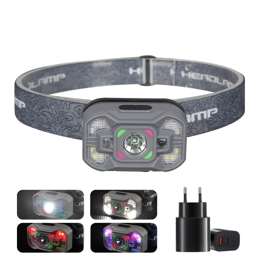 Led Strong Light Headlamp USB Rechageable Motion Sensor Headlight Portable Fishing Camping Outdoor Head Lamp Work Flashlight