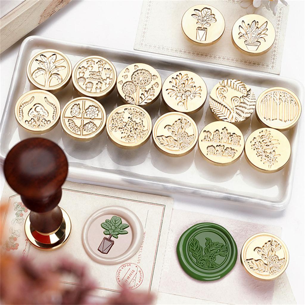 Plant Themed Seal Stamp Head Antique Embossed Sealing Stamp Head for Seal Envelope Invitation Decoration Scrapbooking