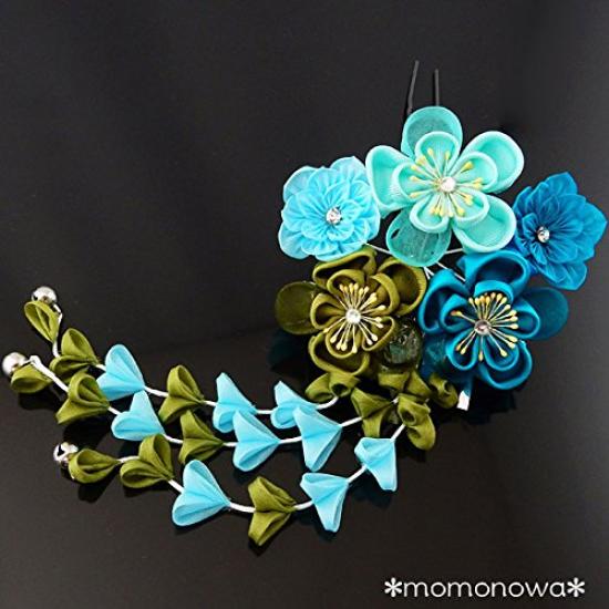 Tsumami-zaiku hair ornament for Coming-of-Age Ceremony, Wedding, Kimono, Yukata, and other occasions. Features a wisteria design.