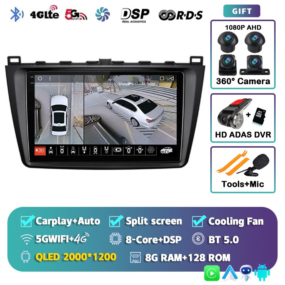 Android 14 Carplay Auto For Mazda 6 2 GH 2007-2012 Car Radio Multimedia Video Player Navigation GPS Stereo Head Unit DSP No 2din