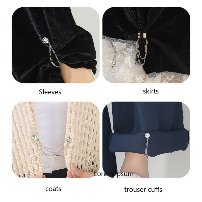 No-Sew Magnetic Alloy Hem Adjuster & Waist Cinch Chain - Pant Leg Clip, Clothing Shortener Tool with Decorative Buckle