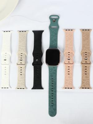 Strap For Apple Watch Band 44mm 40mm 41mm 42 45mm 49mm 46mm Floral Engraved Bracelet Correa Iwatch Series 10 9 SE 8 Ultra 2 3 11
