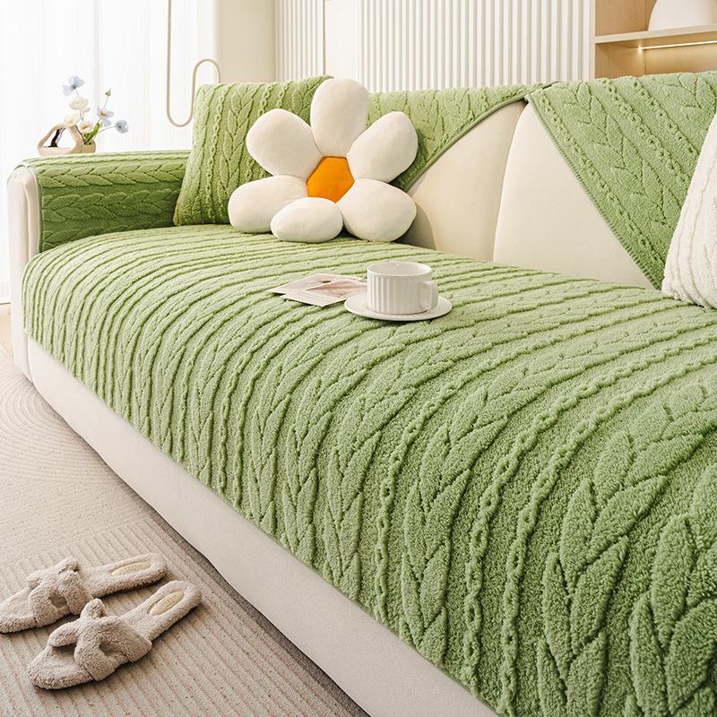 Cream-Style Thickened Soft Fleece Sofa Cushion One-Piece Non-Slip Seat Cover For Fall Winter Cozy Warm Sofa Pad