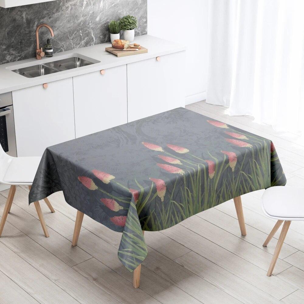 Forest Scenery Tablecloth Home Decor Stain Resistant Waterproof Table Decoration Rectangular Kitchen Fireplace Countertop