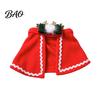 Small Dog Festive Wear Pet Christmas Cape with Bow, Red Cloak for Medium Dogs & Cats, Holiday Outfit White Wavy Trim, Costume Apparel Pets