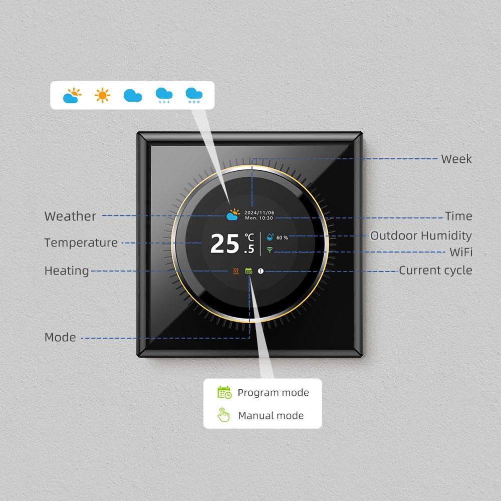 WiFi Smart Knob Thermostat Floor Heating Water Gas Boiler Home Room Programmable Temperature Controller Tuya Alexa Google Home Fuel Injectors 6