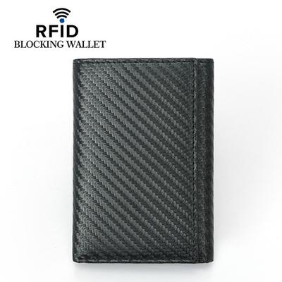 Erkekler için Karbon Fiber Rfid Üç Katlı Cüzdan RFID Engelleme Güvenlik Üç Katlı Erkek Cüzdanı Büyük Kapasiteli Çoklu Kart Tutucu Erkek Çantası