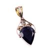 Natural Blue Sunstone 925 Solid Sterling Silver TwoTone Gift Pendant 1.5" C5Z13