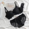Lace Lingerie Set: Push-up, Wire-Free, Adjustable Support Bra for Small Busts.