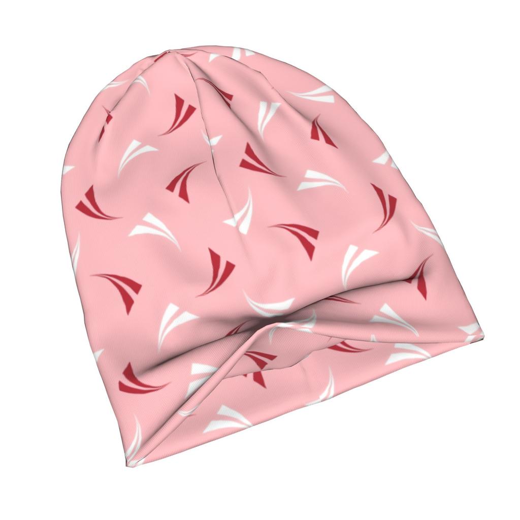 2D Flat Printing Flying Arc Elements on Powder Pink Minimalist Knit Hat Designed for Adults Who Enjoy Quiet Style Complements Neutral Tones And Effort