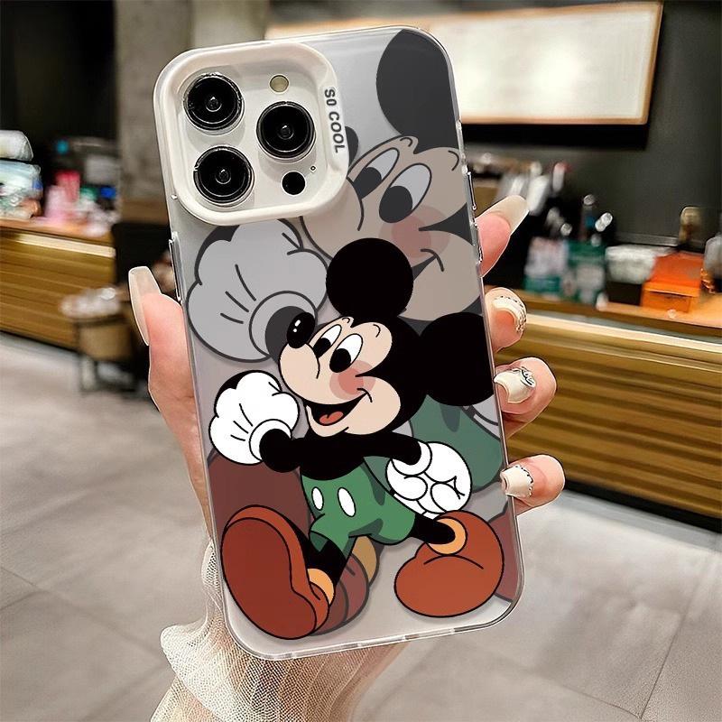 Trendy Mischievous Mickey Silver Electroplated Hard Shell Phone Case for iPhone 15 Pro Max & 14