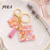 Pink Series Keychain Pendant, Sequins Heart Initial Letter Charm Key Chain with Butterfly Tassel Design, Letter A-Z Key Holder for Bag Purse Backpack