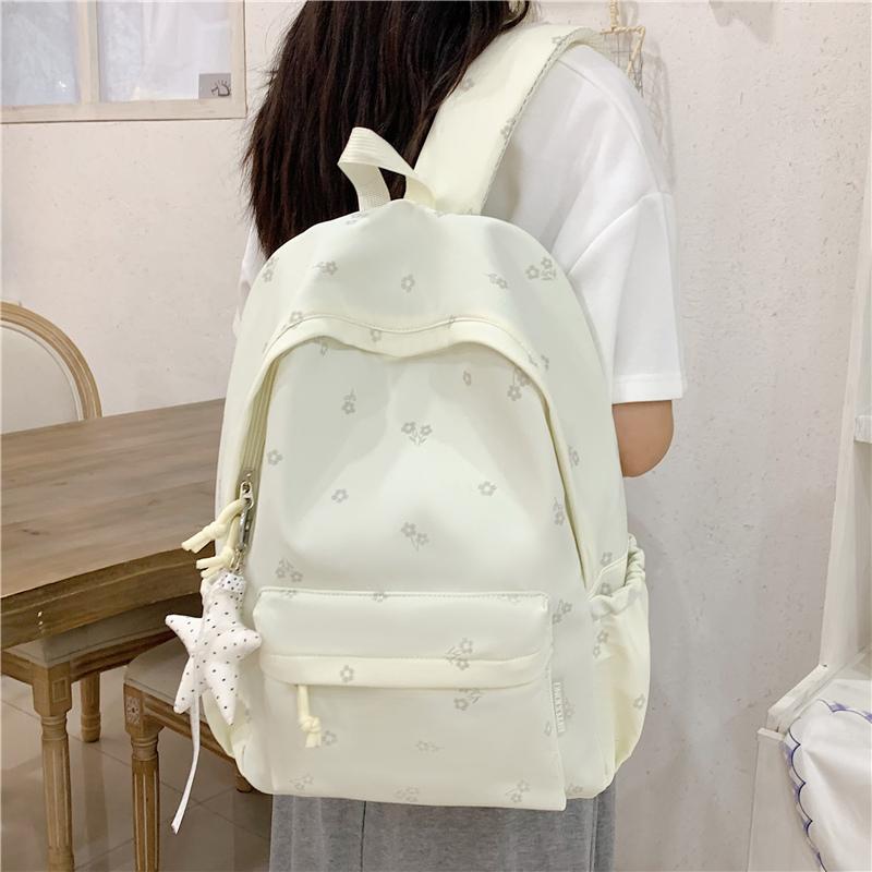 Floral Print Backpack with Front Pocket and Side Pockets